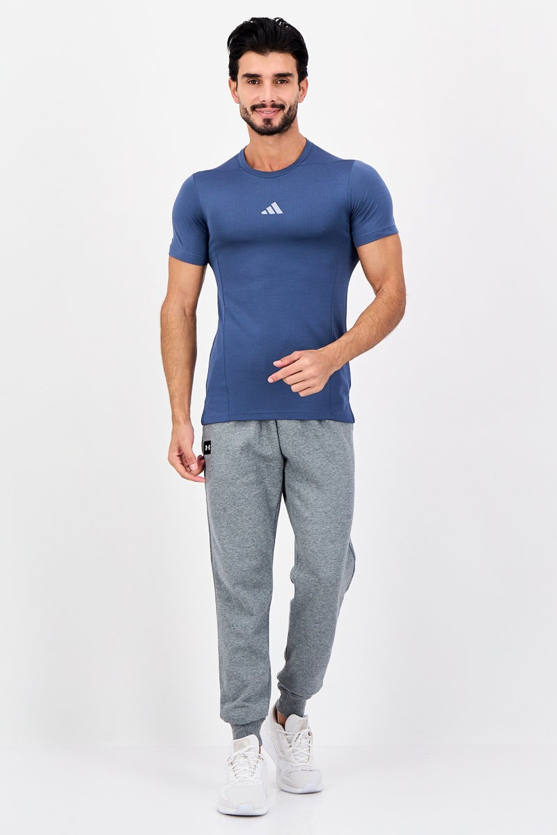 Adidas Men Slim Fit Short Sleeve Training T-Shirt, Slate Blue - Image 2